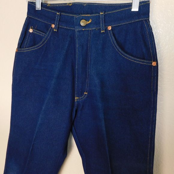 Vintage 70s Lee Riders Jeans Size 12 Med Made in USA Indigo Denim Pants 5 Pocket - Picture 3 of 16